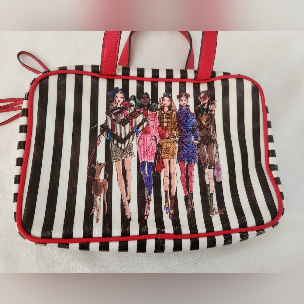Henri Bendel Iconic Red Brown Runway Model Travel Weekender Hanging Bag w/Hook!